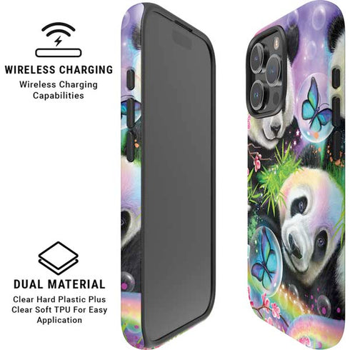 Rainbow Pandas with Butterflies by Sheena Pike iPhone 16 Pro Magsafe Impact Case