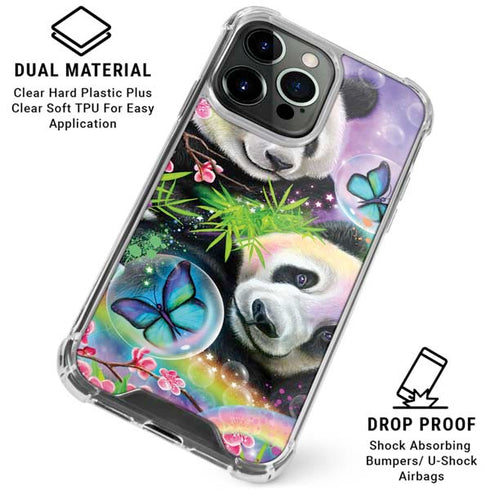 Rainbow Pandas with Butterflies by Sheena Pike iPhone 16 Pro Max Clear Case
