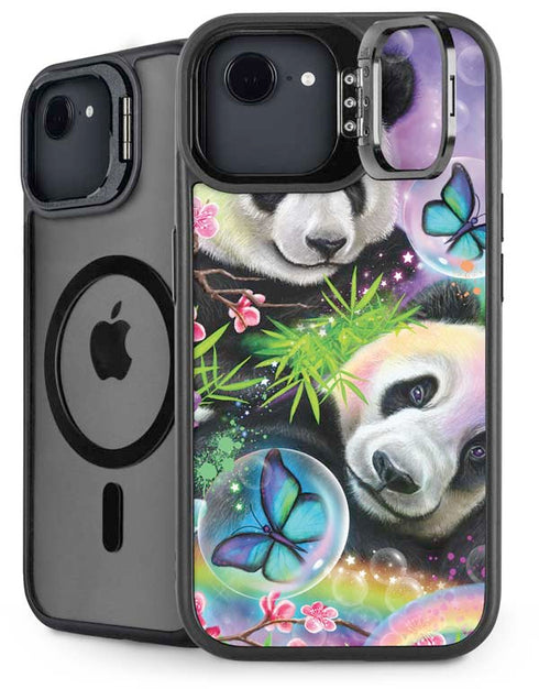 Rainbow Pandas with Butterflies by Sheena Pike iPhone 16e Kickstand Case
