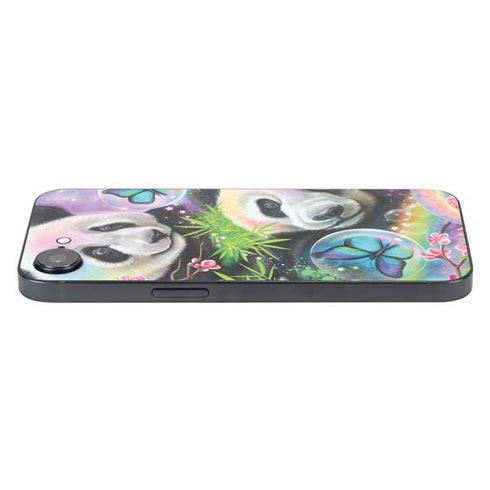 Rainbow Pandas with Butterflies by Sheena Pike iPhone 16e Skin
