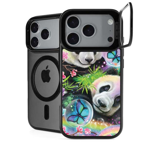 Rainbow Pandas with Butterflies by Sheena Pike iPhone 18 Pro Max Kickstand Case