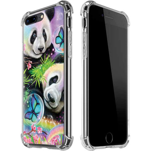 Rainbow Pandas with Butterflies by Sheena Pike iPhone Cases