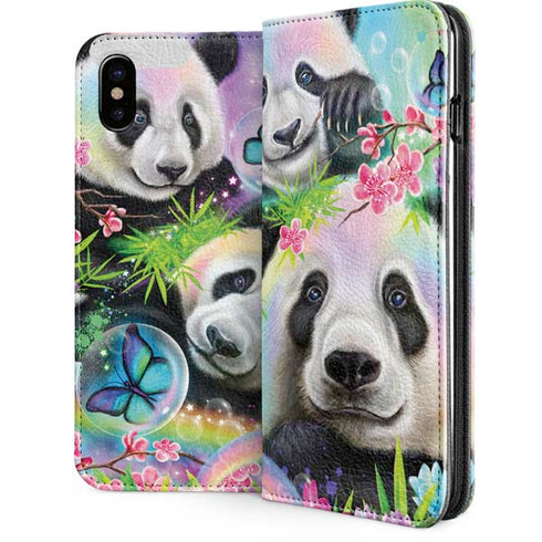 Rainbow Pandas with Butterflies by Sheena Pike iPhone 8 Folio Case