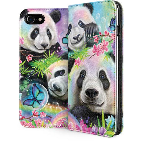 Rainbow Pandas with Butterflies by Sheena Pike iPhone SE (2nd & 3rd Gen) Folio Case