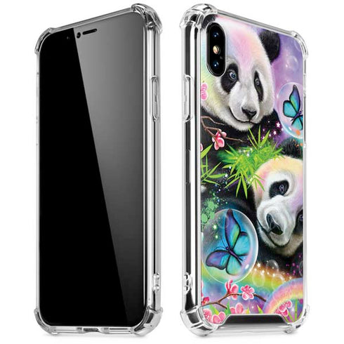Rainbow Pandas with Butterflies by Sheena Pike iPhone X/XS Clear Case
