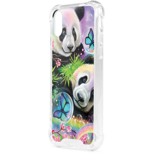 Rainbow Pandas with Butterflies by Sheena Pike iPhone XS Clear Case