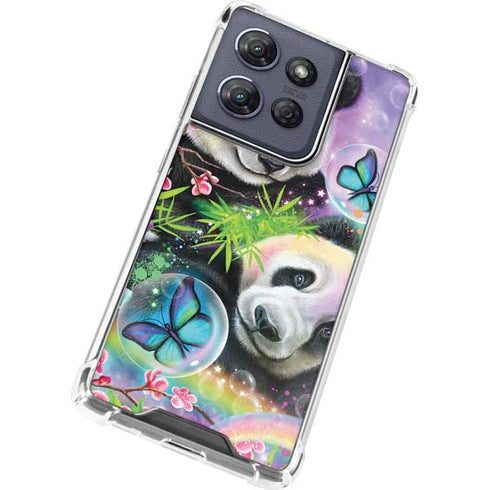 Rainbow Pandas with Butterflies by Sheena Pike Moto G 5G (2025) Clear Case