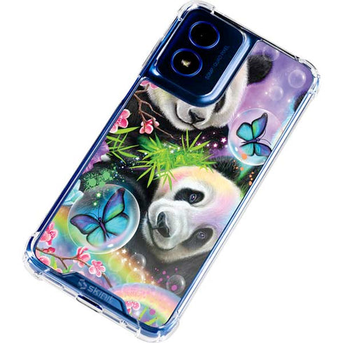Rainbow Pandas with Butterflies by Sheena Pike Moto G 5G (2024) Clear Case