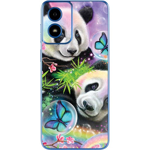 Rainbow Pandas with Butterflies by Sheena Pike Moto G Play 4G (2024) Skin