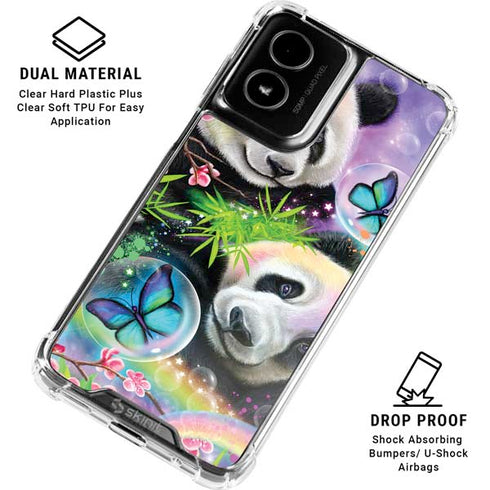 Rainbow Pandas with Butterflies by Sheena Pike Moto G Power 5G (2024) Clear Case