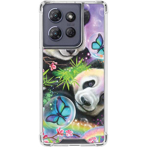Rainbow Pandas with Butterflies by Sheena Pike Moto G Power 5G (2025) Clear Case