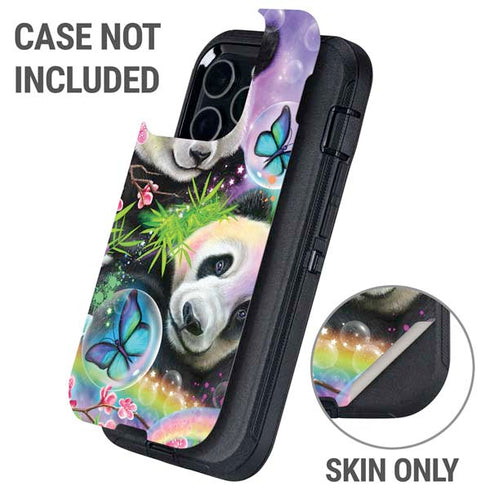 Rainbow Pandas with Butterflies by Sheena Pike Otterbox Defender iPhone Skin