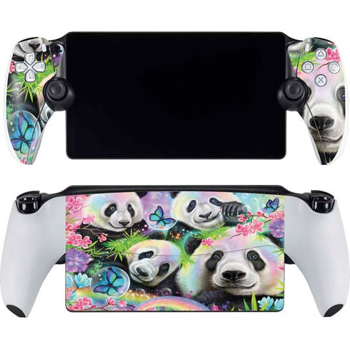 Rainbow Pandas with Butterflies by Sheena Pike PlayStation Portal Remote Player Skin