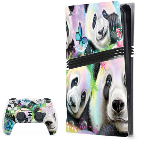 Rainbow Pandas with Butterflies by Sheena Pike PlayStation PS5 Skins