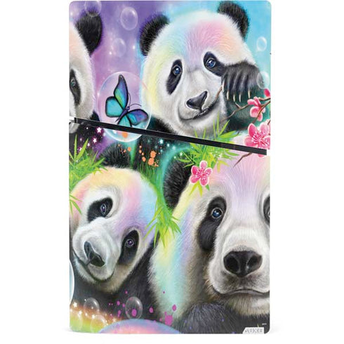 Rainbow Pandas with Butterflies by Sheena Pike PS5 Slim Digital Edition Console Skin