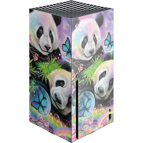 Rainbow Pandas with Butterflies by Sheena Pike Xbox Series X Skins