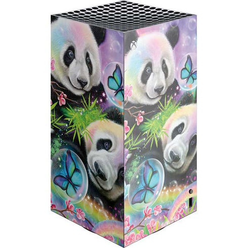 Rainbow Pandas with Butterflies by Sheena Pike Xbox Series X Skins