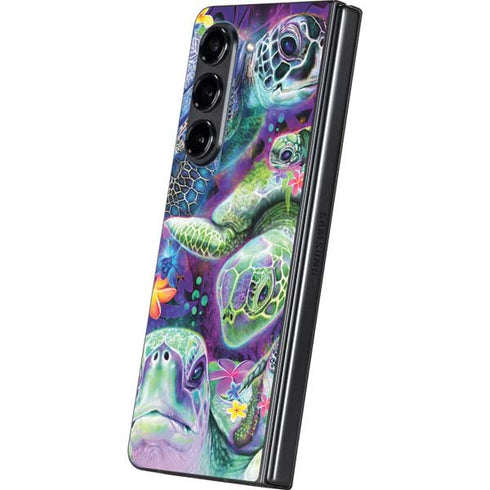 Rainbow Sea Turtles by Sheena Pike Galaxy Z Fold5 5G Skin