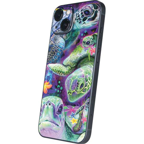 Rainbow Sea Turtles by Sheena Pike iPhone 15 Skin