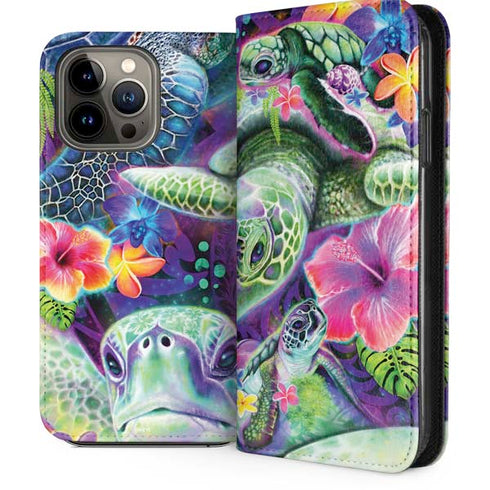 Rainbow Sea Turtles by Sheena Pike iPhone 14 Pro Max Folio Case