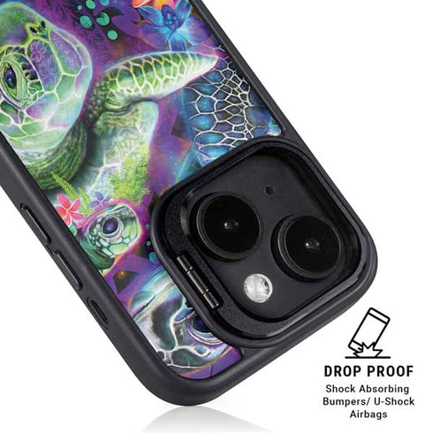Rainbow Sea Turtles by Sheena Pike iPhone 15 Plus Kickstand Case