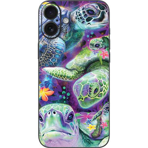 Rainbow Sea Turtles by Sheena Pike iPhone 16 Plus Skin