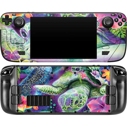 Rainbow Sea Turtles by Sheena Pike Steam Deck Handheld Gaming Computer OLED Skin