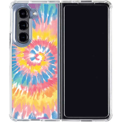 Rainbow Tie Dye Galaxy Z Fold5 5G Clear Case