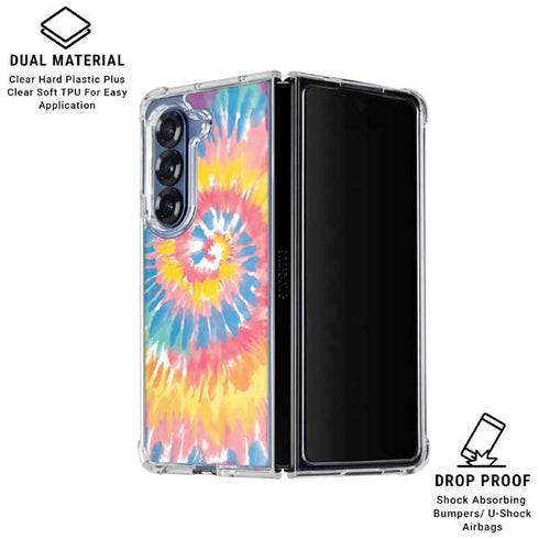 Rainbow Tie Dye Galaxy Z Fold6 Clear Case