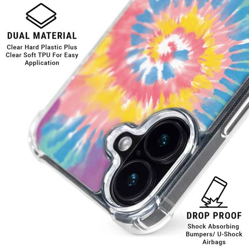 Rainbow Tie Dye iPhone 16 Plus Clear Case