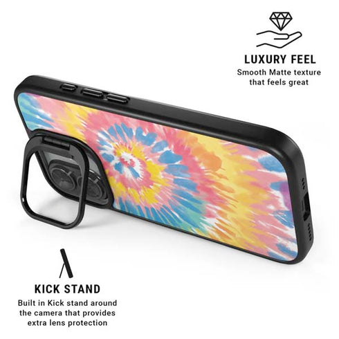 Rainbow Tie Dye iPhone 17 Kickstand Case