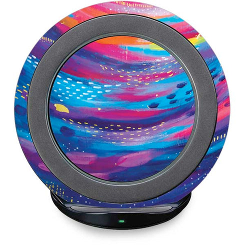 Rainbow Wave Brush Stroke by Etta Vee Fast Charge Wireless Charging Stand Skin