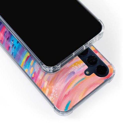 Rainbow Wave Brush Stroke by Etta Vee Galaxy A55 5G Clear Case