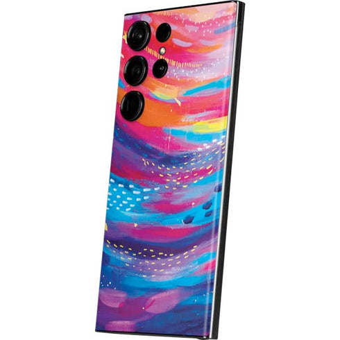 Rainbow Wave Brush Stroke by Etta Vee Galaxy Skins