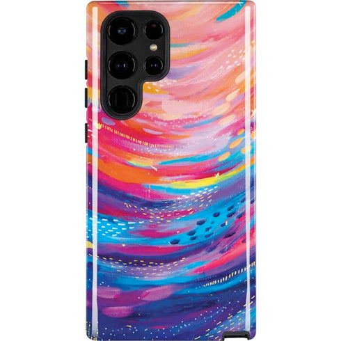 Rainbow Wave Brush Stroke by Etta Vee Galaxy Cases