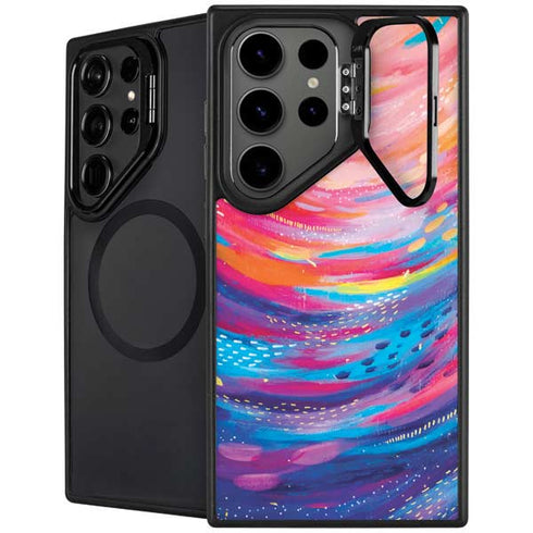 Rainbow Wave Brush Stroke by Etta Vee Galaxy Cases