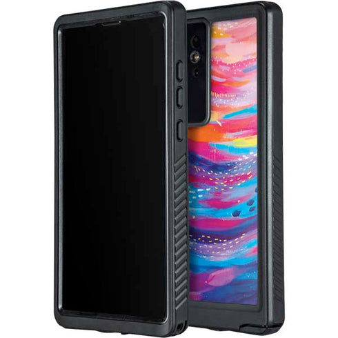Rainbow Wave Brush Stroke by Etta Vee Galaxy S24 Ultra Waterproof Case