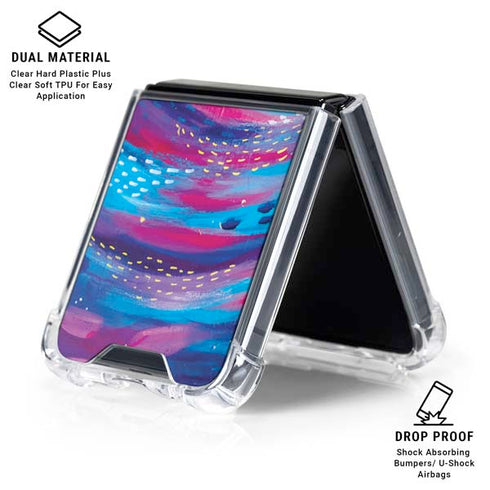Rainbow Wave Brush Stroke by Etta Vee Galaxy Z Flip6 Clear Case