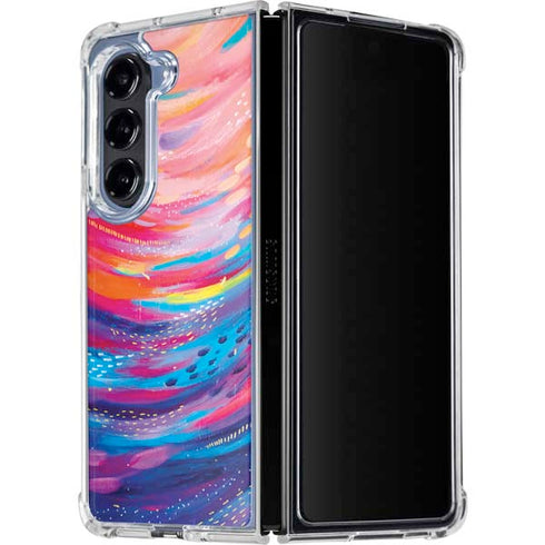 Rainbow Wave Brush Stroke by Etta Vee Galaxy Z Fold5 5G Clear Case