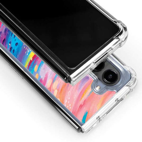 Rainbow Wave Brush Stroke by Etta Vee Galaxy Z Fold5 5G Clear Case