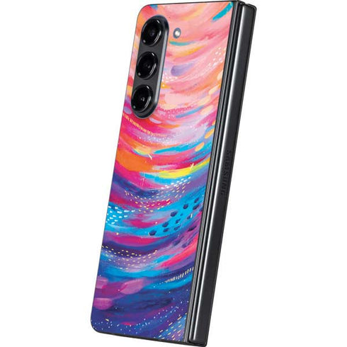 Rainbow Wave Brush Stroke by Etta Vee Galaxy Z Fold5 5G Skin
