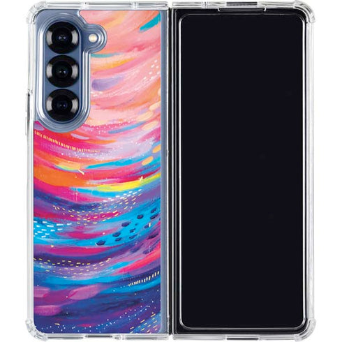 Rainbow Wave Brush Stroke by Etta Vee Galaxy Z Fold6 Clear Case