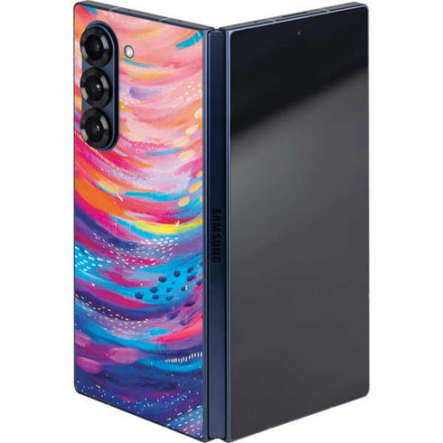 Rainbow Wave Brush Stroke by Etta Vee Galaxy Z Fold6 Skin