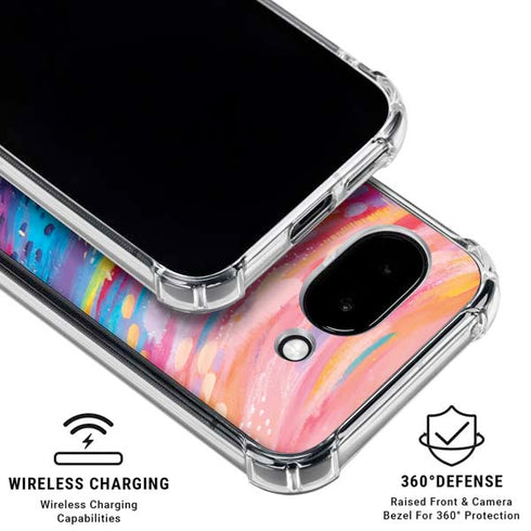 Rainbow Wave Brush Stroke by Etta Vee Google Pixel 9a Clear Case