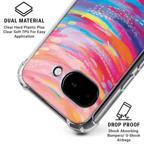 Rainbow Wave Brush Stroke by Etta Vee Google Pixel 9a Clear Case