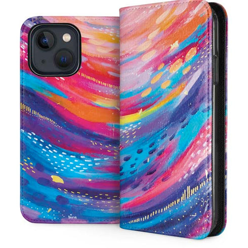 Rainbow Wave Brush Stroke by Etta Vee iPhone 14 Folio Case