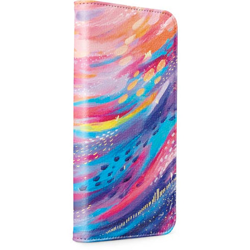 Rainbow Wave Brush Stroke by Etta Vee iPhone 15 Plus Folio Case