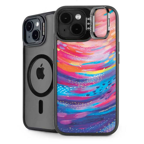 Rainbow Wave Brush Stroke by Etta Vee iPhone 15 Plus Kickstand Case