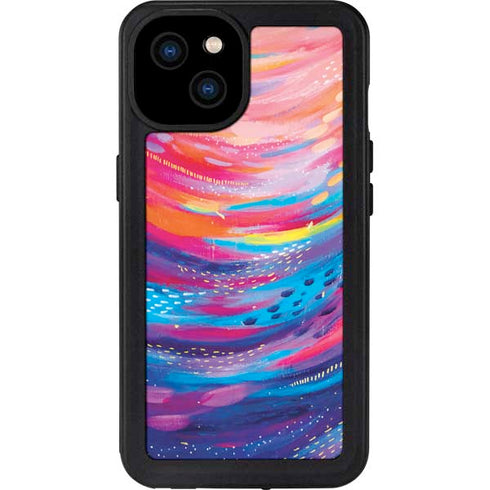 Rainbow Wave Brush Stroke by Etta Vee iPhone 15 Plus Waterproof Case