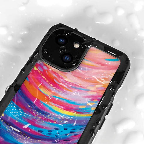 Rainbow Wave Brush Stroke by Etta Vee iPhone 15 Plus Waterproof Case
